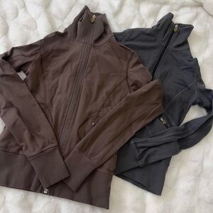 TNA Chocolate Brown and Charcoal Gray Zip-Up Jackets